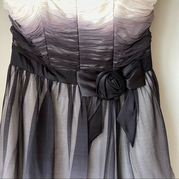 NWT Betsey Johnson Strapless Black and White Silk Ombré Dress Size 6 - Picture 2 of 10
